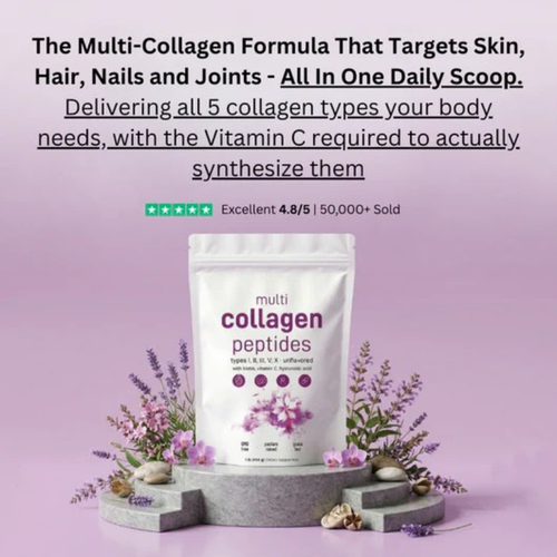 Complete Collagen Peptides Complex Powder — Types I, II, III, V & X + 3 Cofactors.