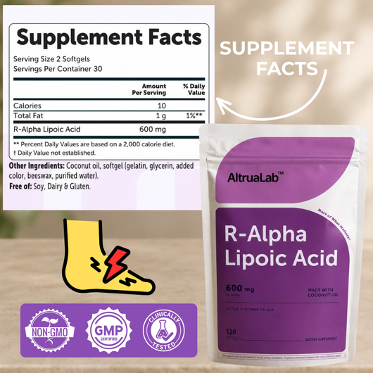 AltruaLab R Alpha Lipoic Acid - 600mg with Coconut Oil