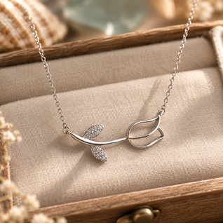 FINAL - Silver Tulip Pendant Necklace