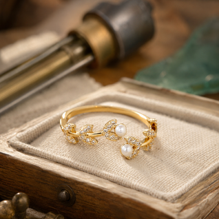 FINAL - Gold Leaf Pearl Ring