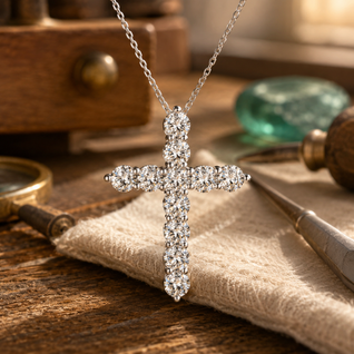 FINAL - Silver Cross CZ Necklace