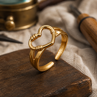 FINAL - Gold Heart Friendship Ring (Adjustable)