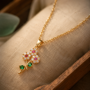 FINAL - Gold Zircon Flower Necklace