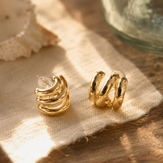 FINAL - Triple Gold Wave Earrings (Pair)